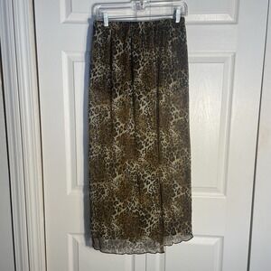 Vintage Fashion‎ Magazine Skort Women S Brown Sheer Animal Print Flowy Side Slit